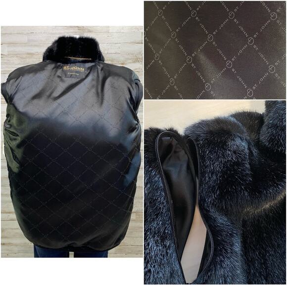 St. John Collection by Marie Gray Faux Fur Jacket Vest Womens Size XS Black - Picture 14 of 16